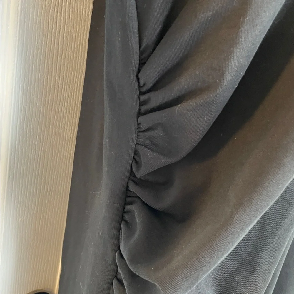 ZARA LONG RUCHED BUTTON-DOWN OVERSIZED COCOON STYLE CARDIGAN JACKET BLACK SZ M